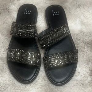 A New Day Black Rhinestone Women's Sandals